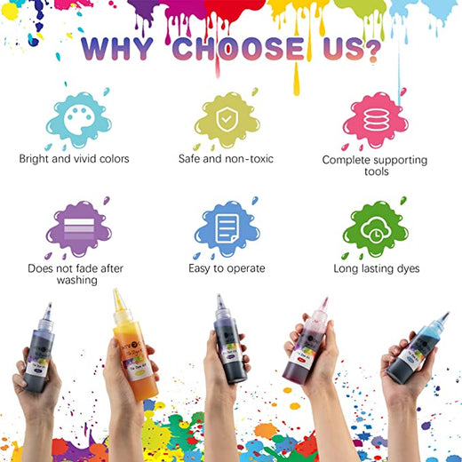 Best Tie Dye Kit Tie Dye Shirt Kit 8 Vibrant Colors 100ML HTVRONT