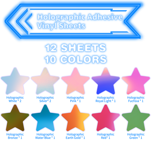 Holographic Adhesive Vinyl Sheet - 12"x12" 12 Pack