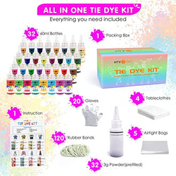 Tie Dye Kit - 32 Vibrant Colors Pre-Filled Bottles