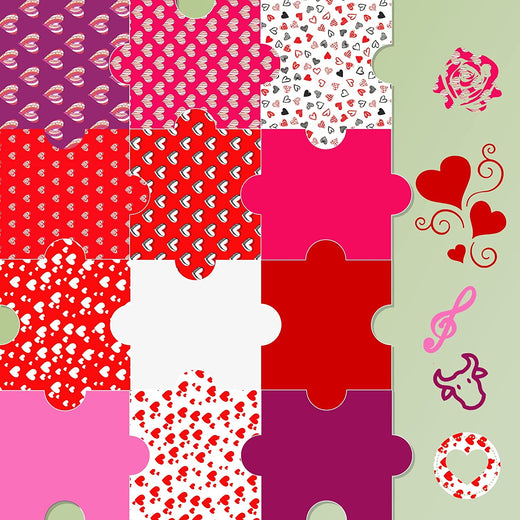 Pink Patterned HTV Heat Transfer Vinyl Bundle for Valentine's Day -13 Sheets 12×10in