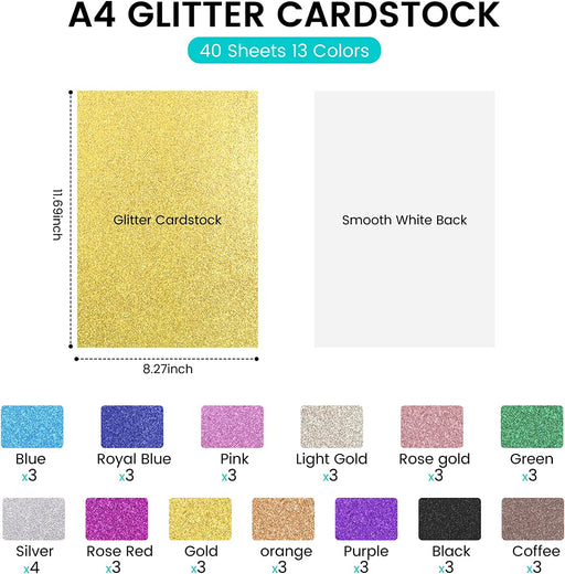 Gloss Glitter Bright Gold 8 1/2 x 11 81# Text Sheets Pack of 50