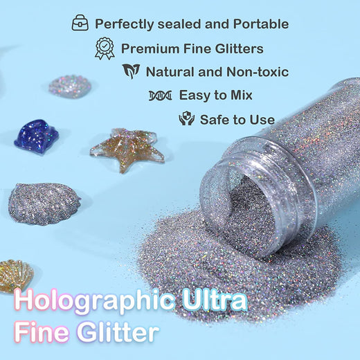 HTVRONT Chunky Glitter for Resin - 200g/7oz White Glitter for Crafts,  Metallic Holographic Glitter, Iridescent Glitter Chunky Mixed Fine, Nail  Glitter