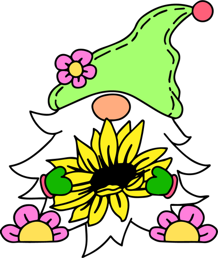 【MEMBER ONLY】HTVRONT Free SVG File for Download - A dwarf holding a sunflower