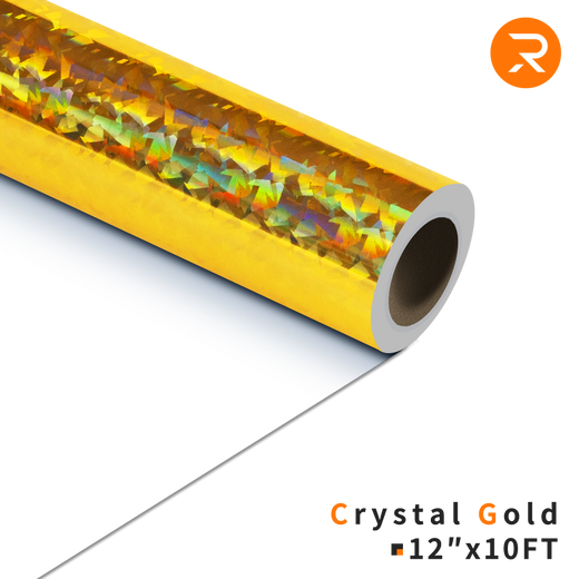    Crystal-Gold Crystal Holographic Heat Transfer Vinyl Roll - 12"x10 Ft (4 Colors)