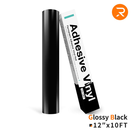 glossy black Permanent Adhesive Vinyl Roll - 12"x10 Ft （35 Colors)