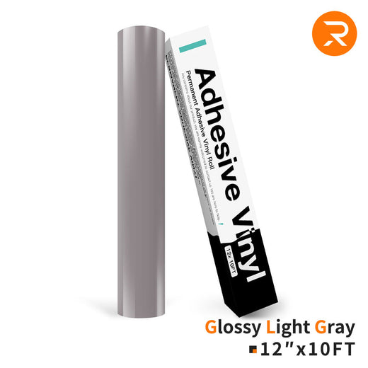 glossy light gray Permanent Adhesive Vinyl Roll - 12"x10 Ft （35 Colors)