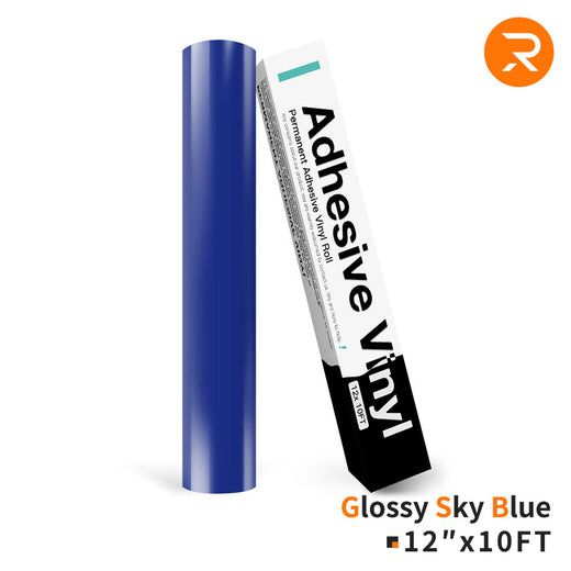 sky blue Permanent Adhesive Vinyl Roll - 12"x10 Ft （35 Colors)