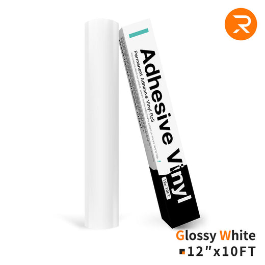 glossy white Permanent Adhesive Vinyl Roll - 12"x10 Ft （35 Colors)