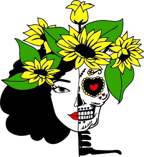 【MEMBER ONLY】HTVRONT Free SVG File for Download - Skeleton Beauty-sunflower