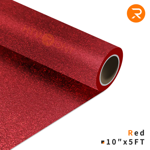 red Glitter Heat Transfer Vinyl Roll - 10"x5 Ft (9 Colors)