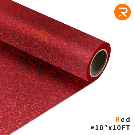 HTVRONT Holographic Sparkle Adhesive Vinyl Roll - 12 x 10 ft (3 Colors), Glitter Red